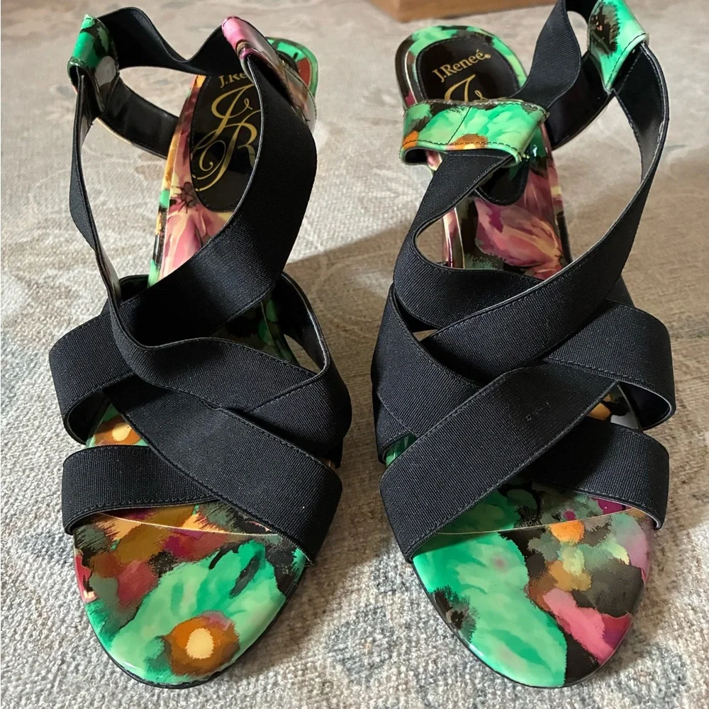 J.Renee Vibrant Floral Wedge Sandals